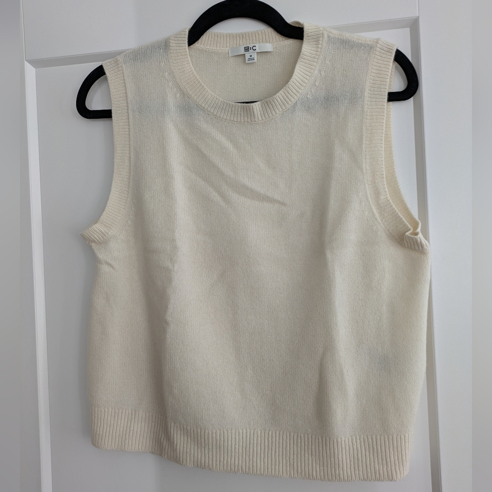 Cream Sleeveless Knit Top